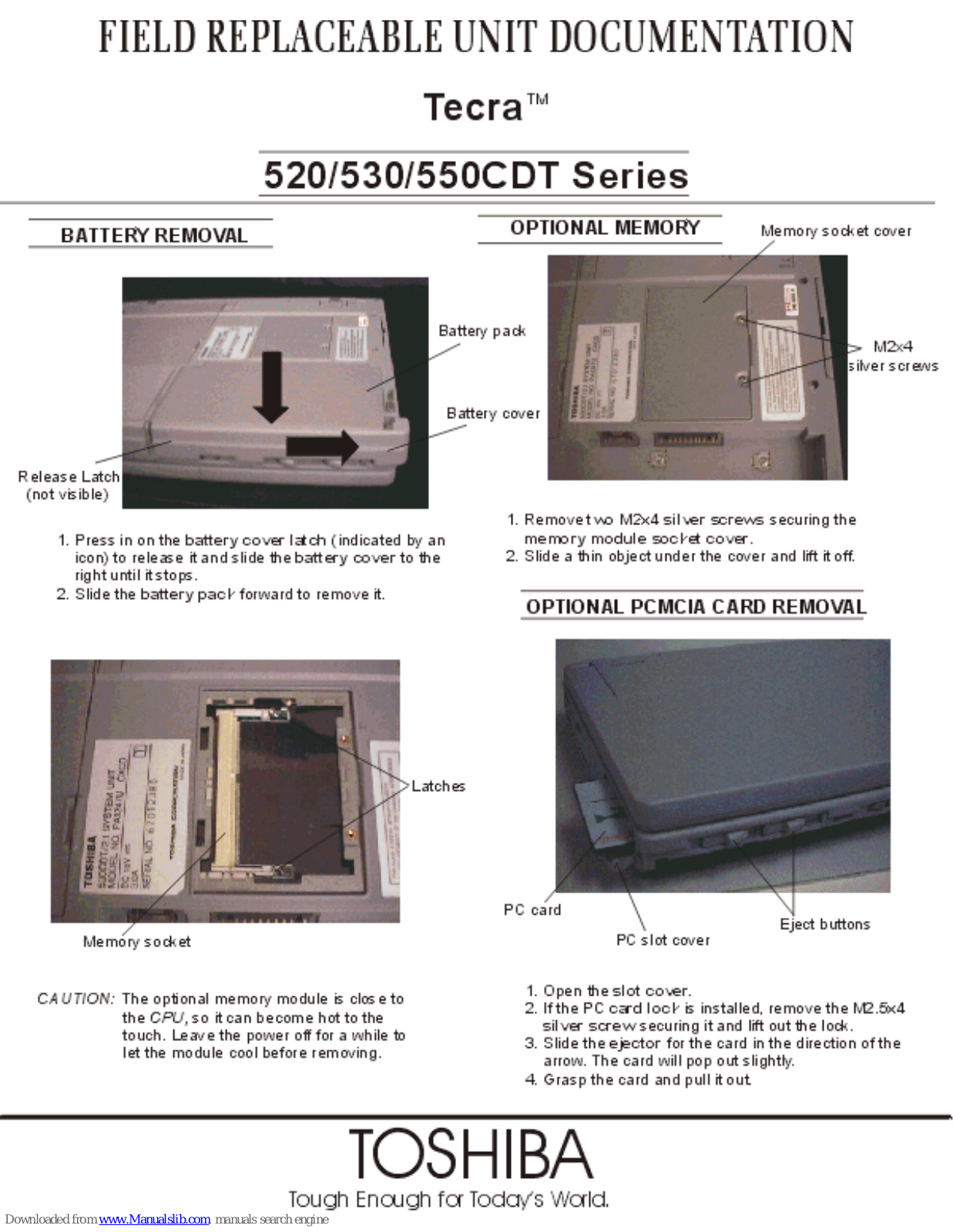 Toshiba 520 series, 530 series, 550CDT series, Tecra 520CDT series, Tecra 530CDT series Service Manual