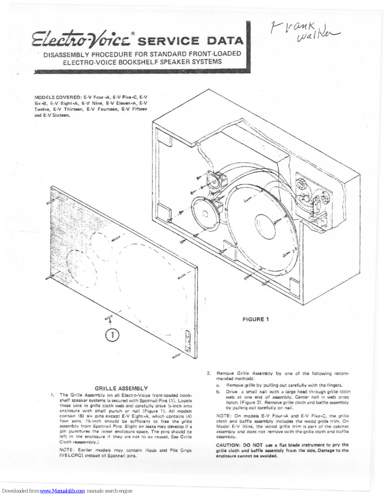 Electro-Voice E-V Five-C, E-V Four-A, E-V NINE, E-V Six-B, E-V Eleven-A Service Data