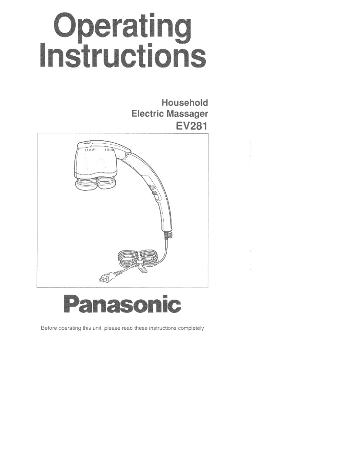 Panasonic EV-281 User Manual