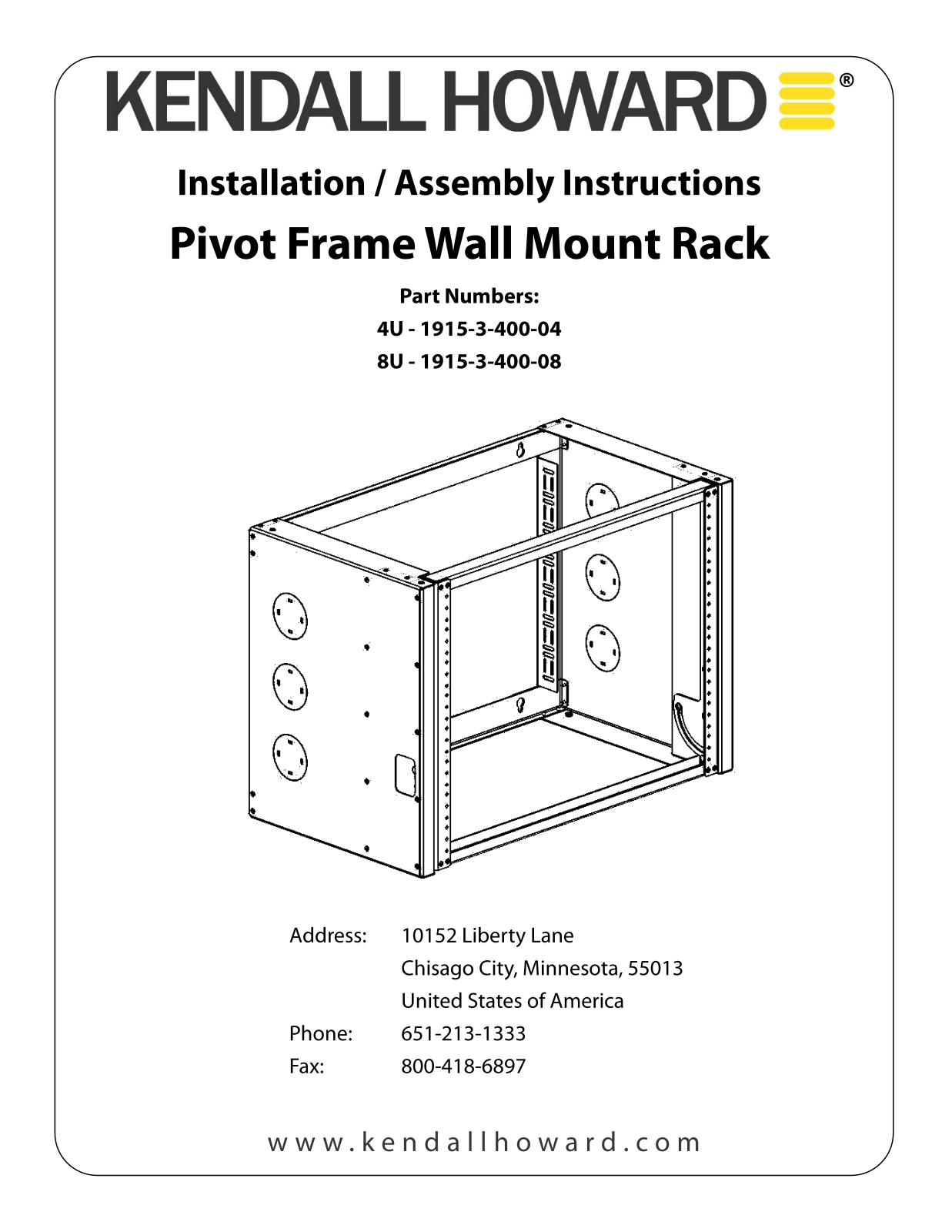 Kendall Howard 1915-3-400-08 User Manual