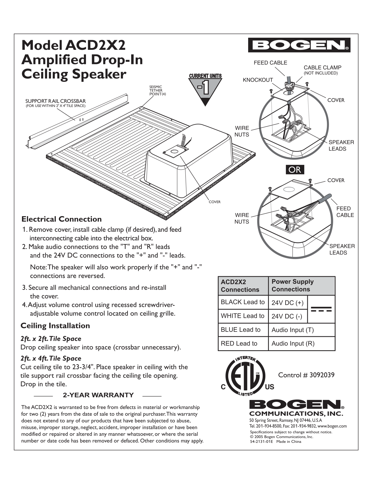 Bogen ACD2X2 Service Manual