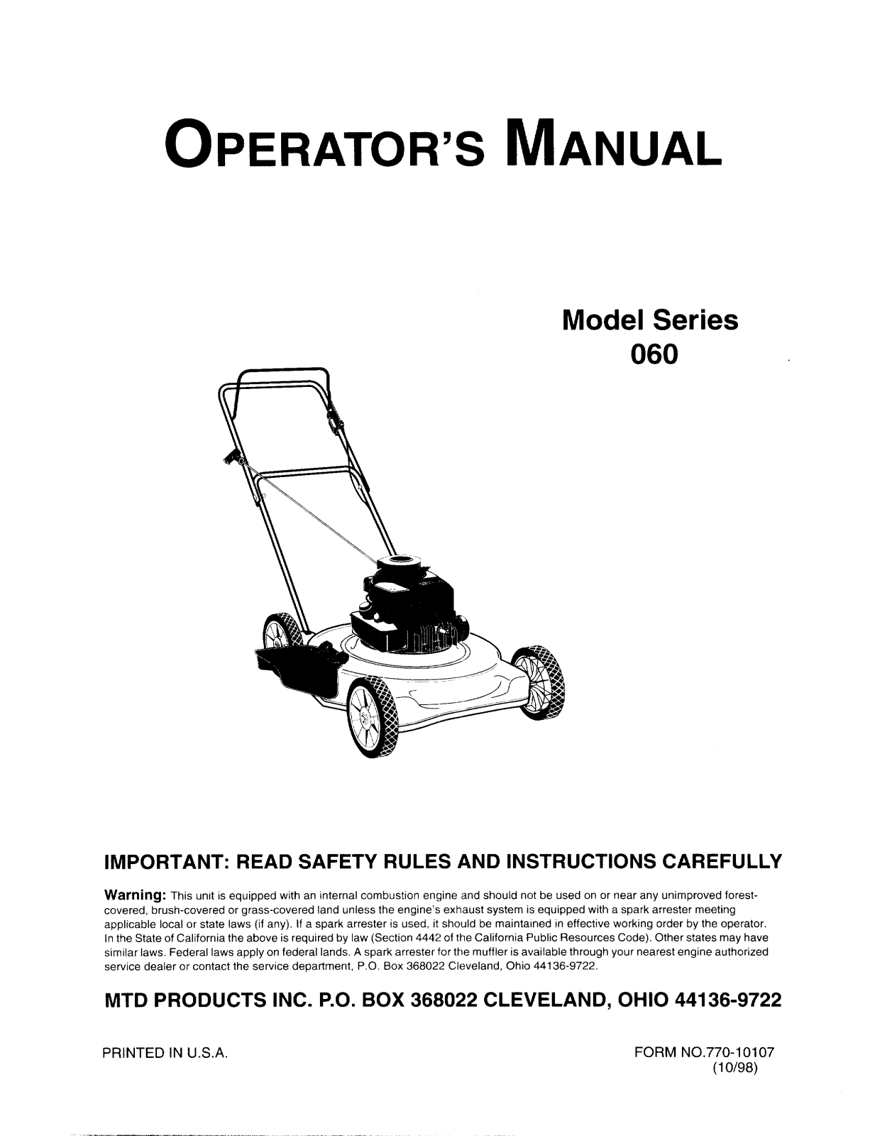 MTD 74942 User Manual