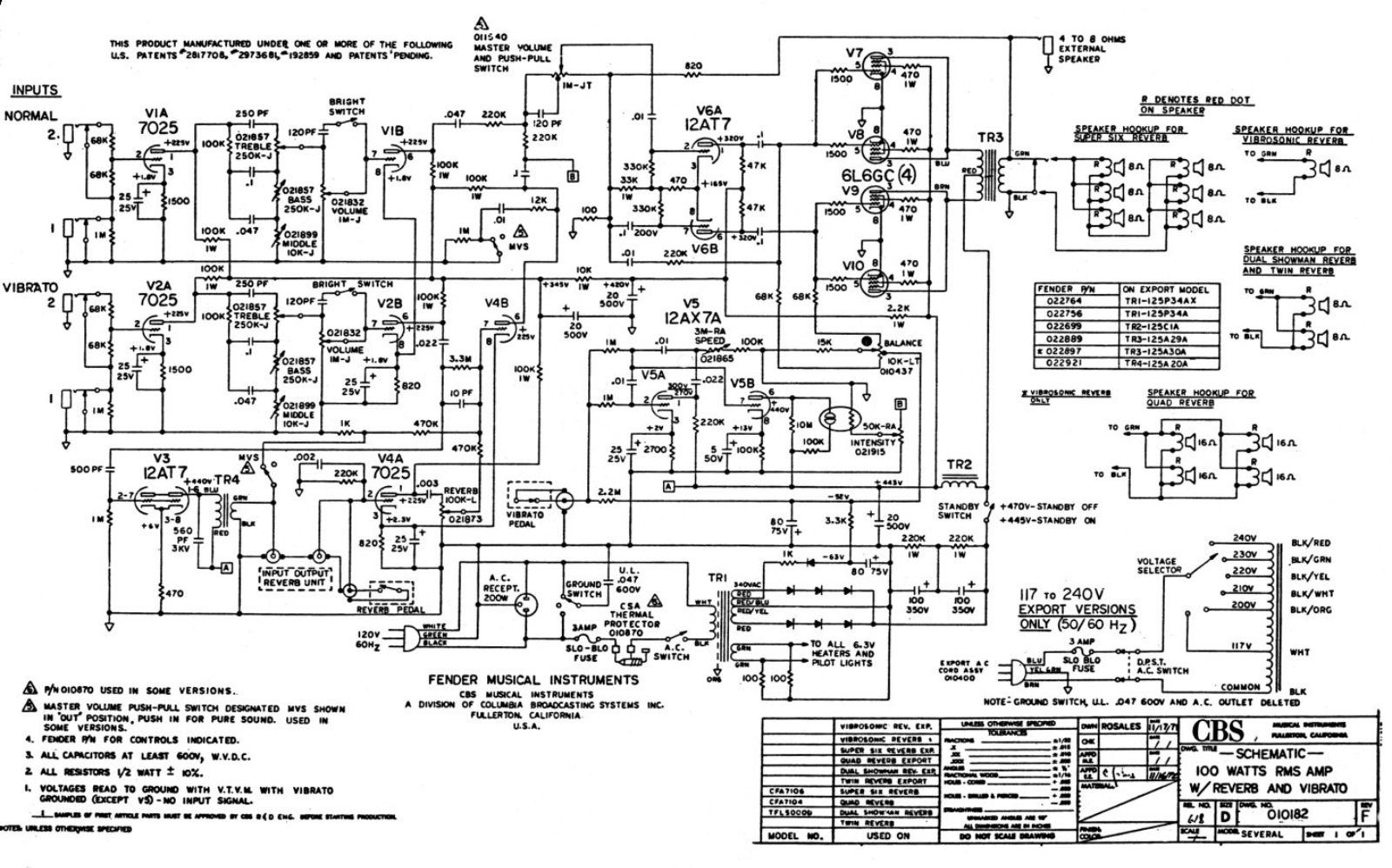 Fender sf 100 schematic