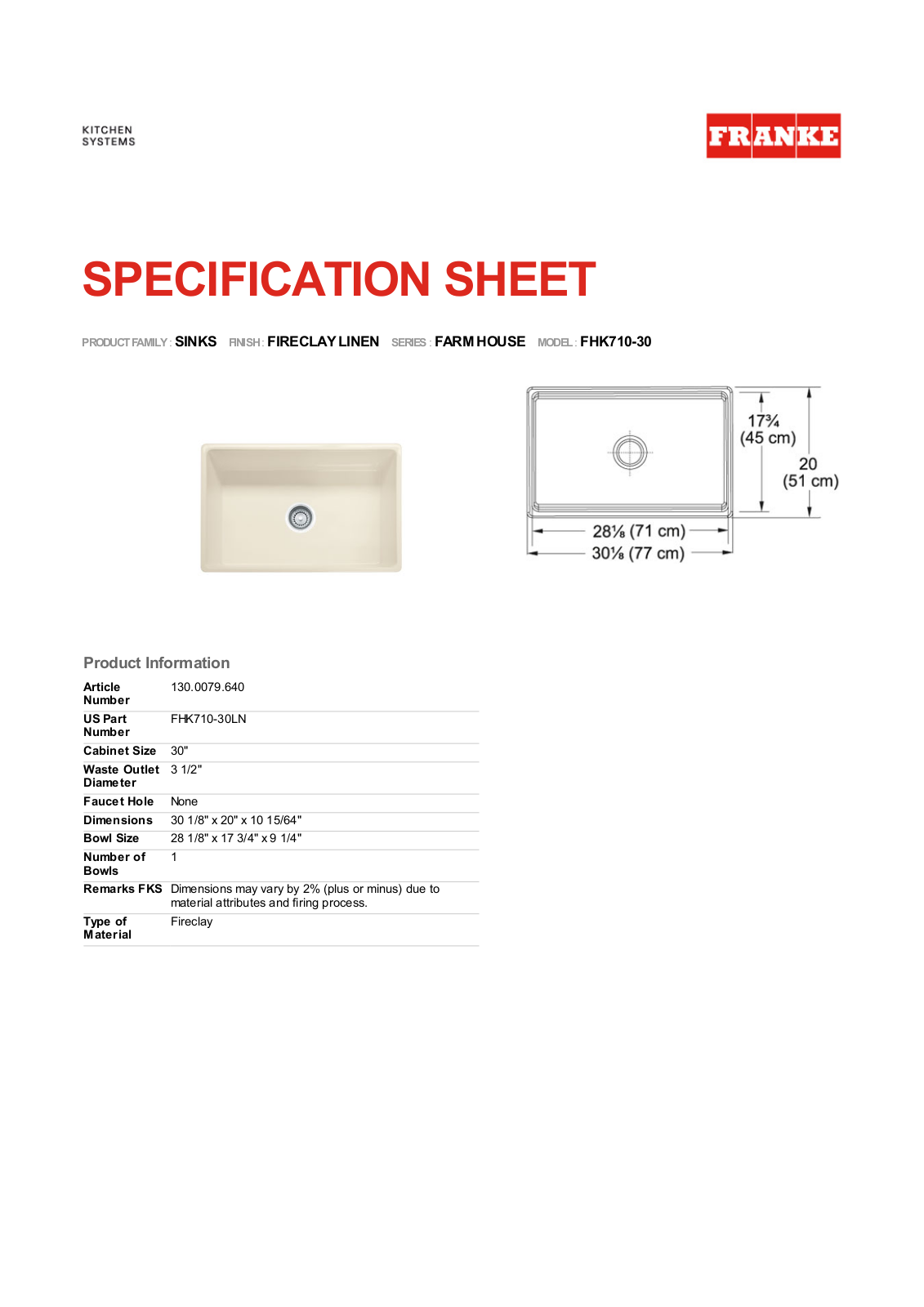 Franke Foodservice FHK710-30 User Manual