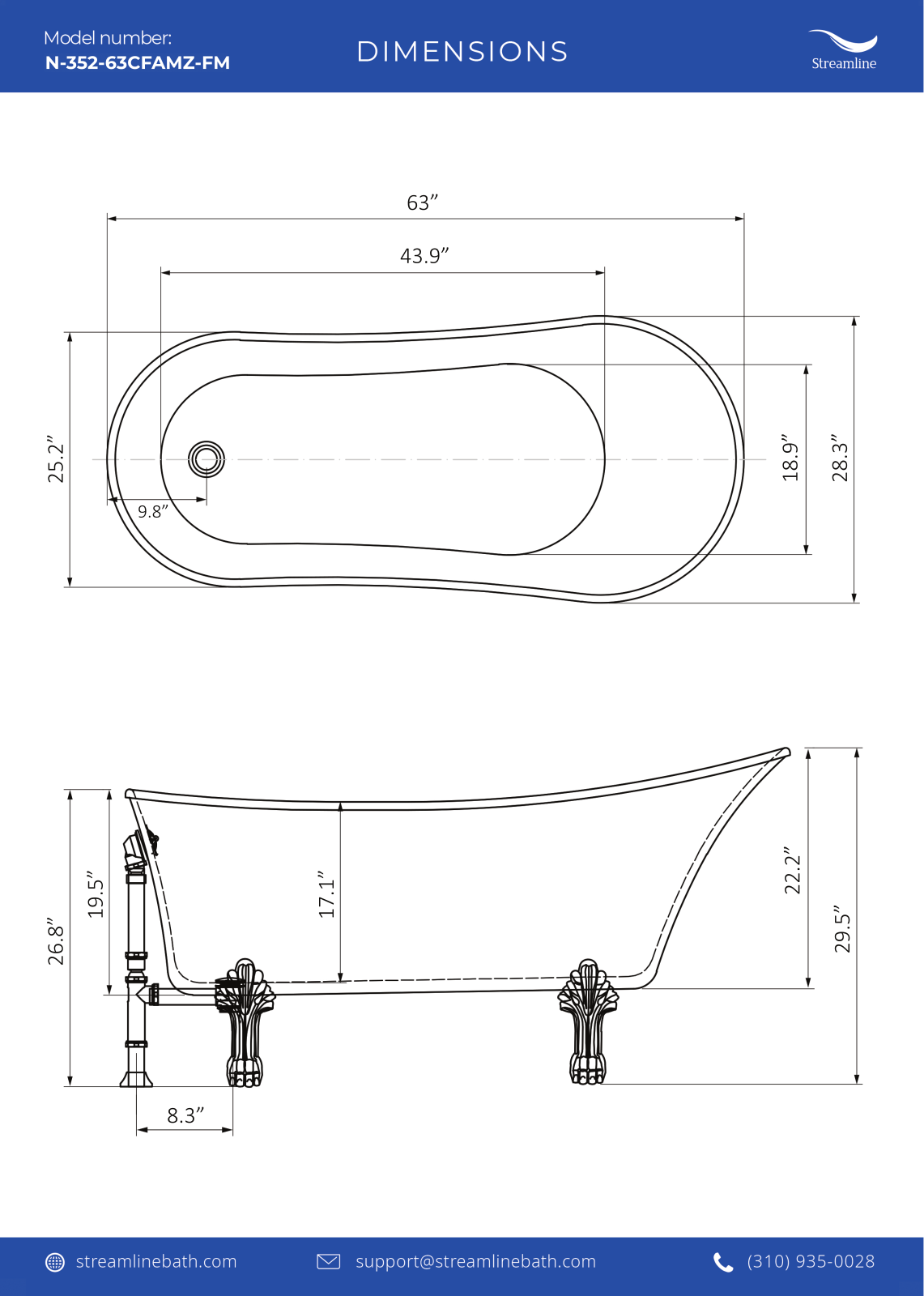 Streamline Bath SLBH6372 Dimensions - ManualMachine.com