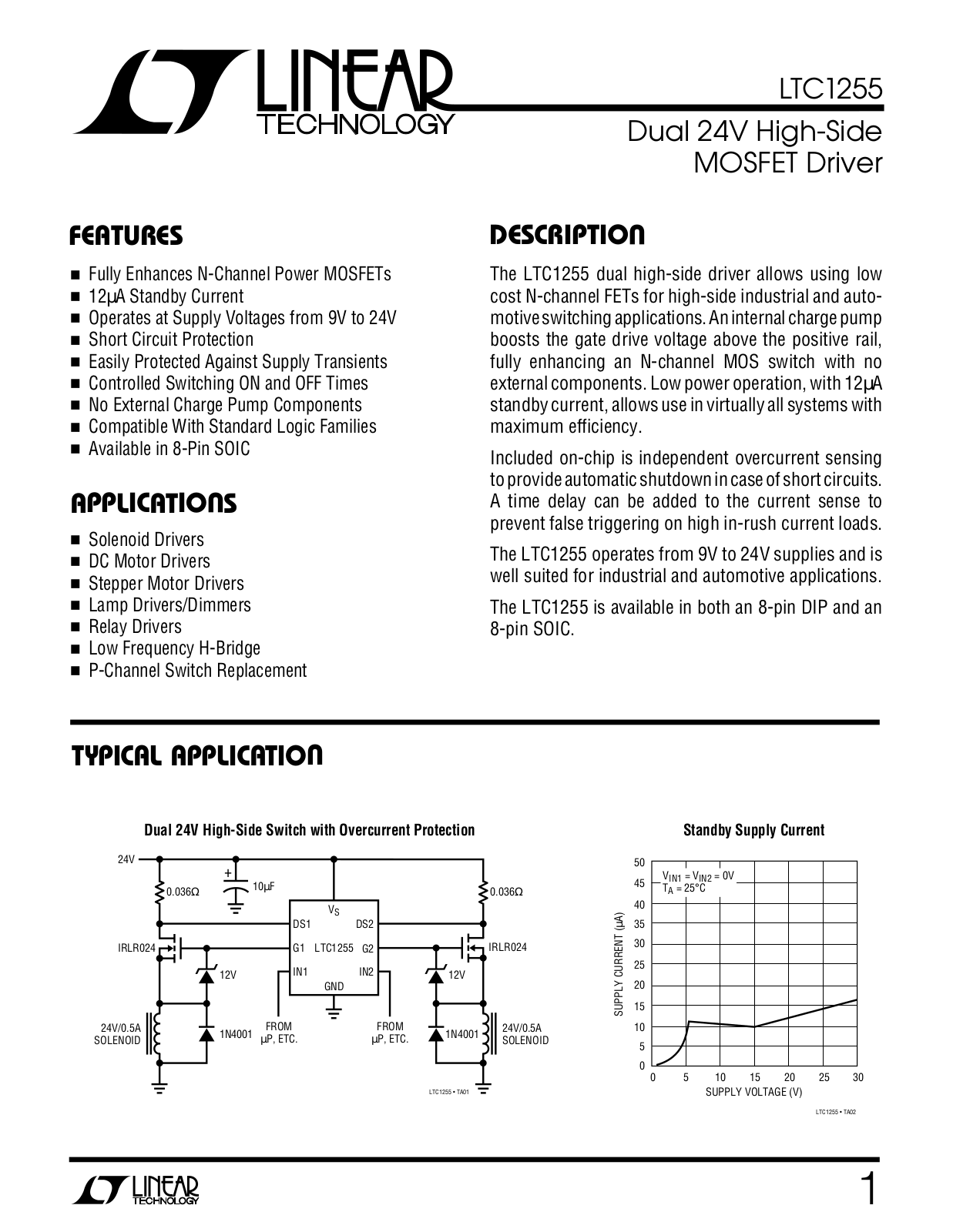 Linear Technology LTC1255CS8, LTC1255IS8, LTC1255IN8, LTC1255CN8, LTC1255 Datasheet