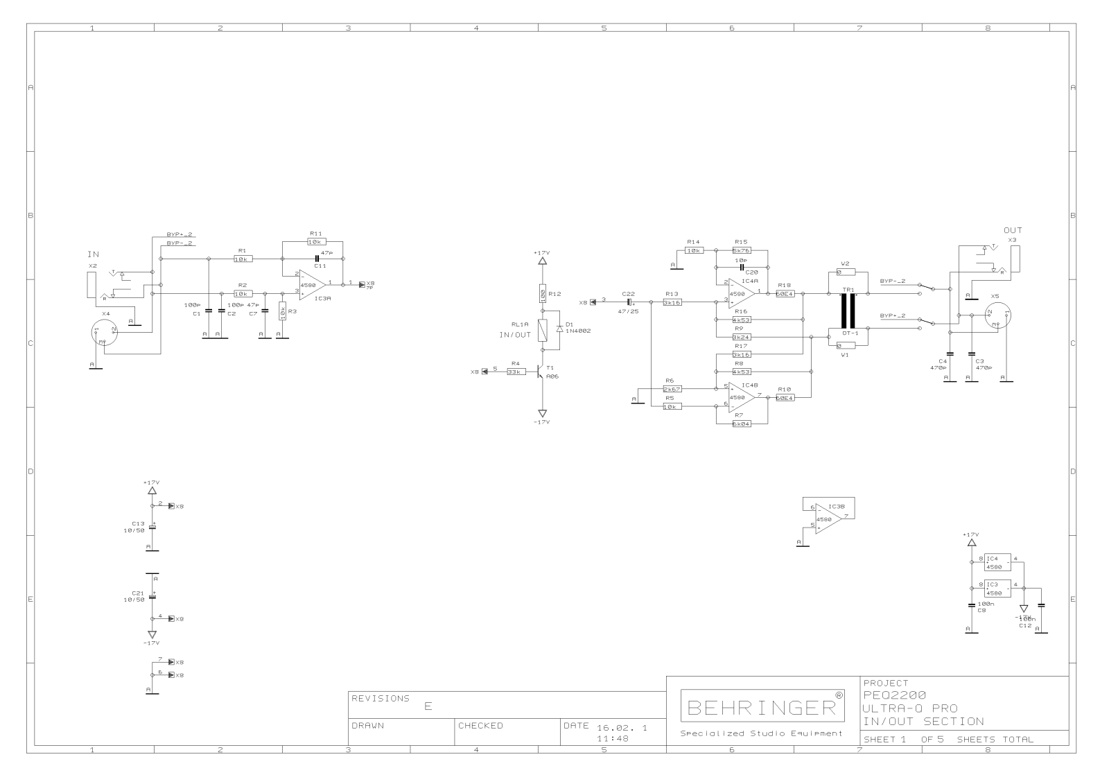 Behringer PEQ-2200 Schematic