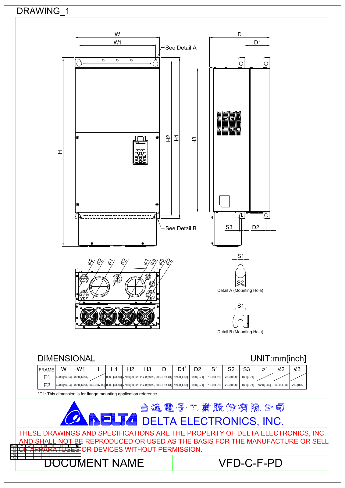 Delta Products VFD-C-F-PD Dimensional Sheet