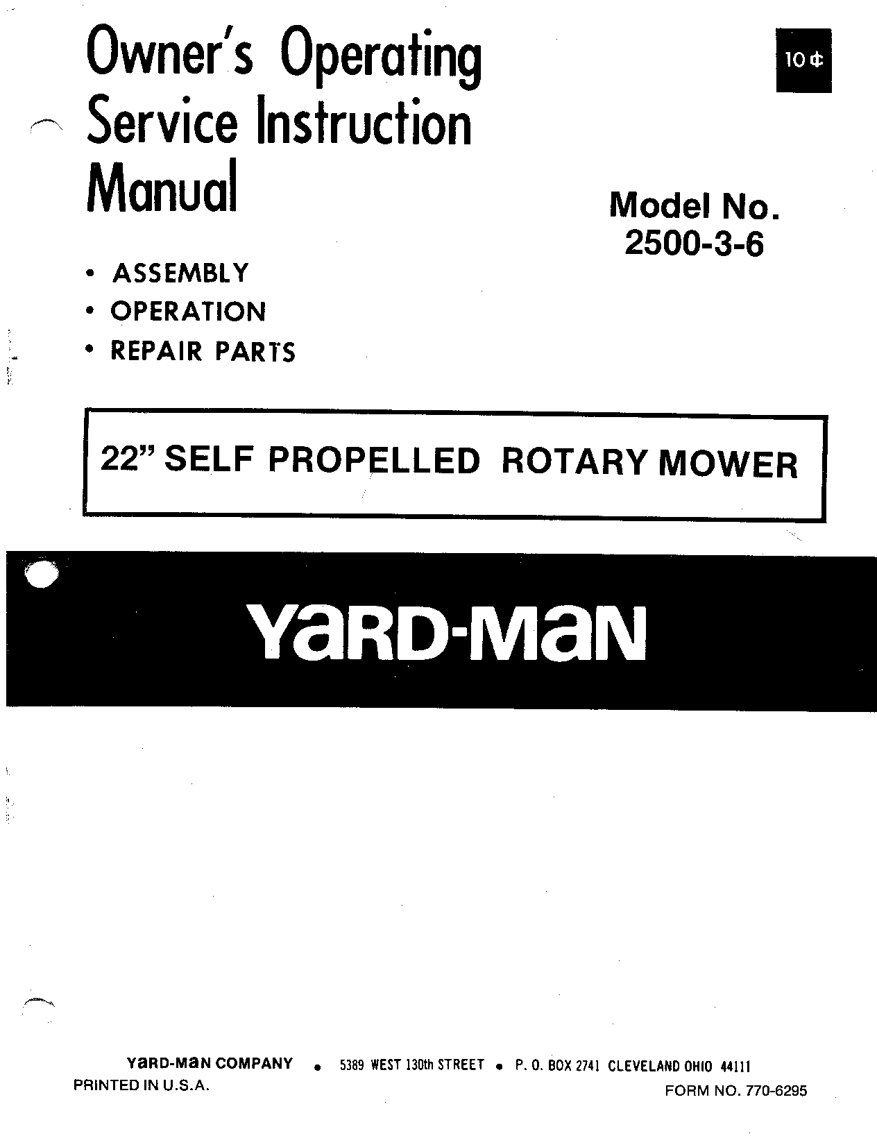 Yard-Man 219212 User Manual