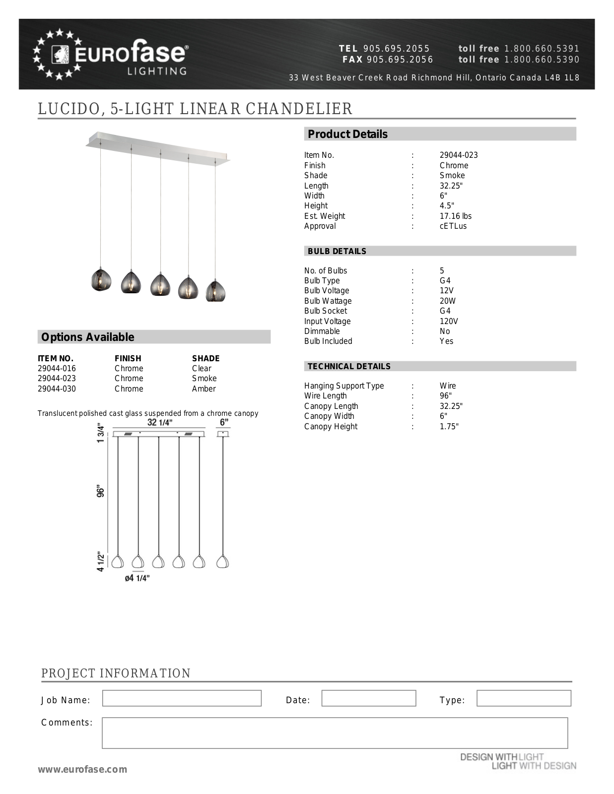 Eurofase XEO4192 Specifications - ManualMachine.com