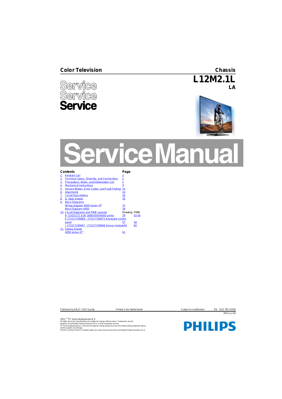 Philips 47PFL4007G Schematic