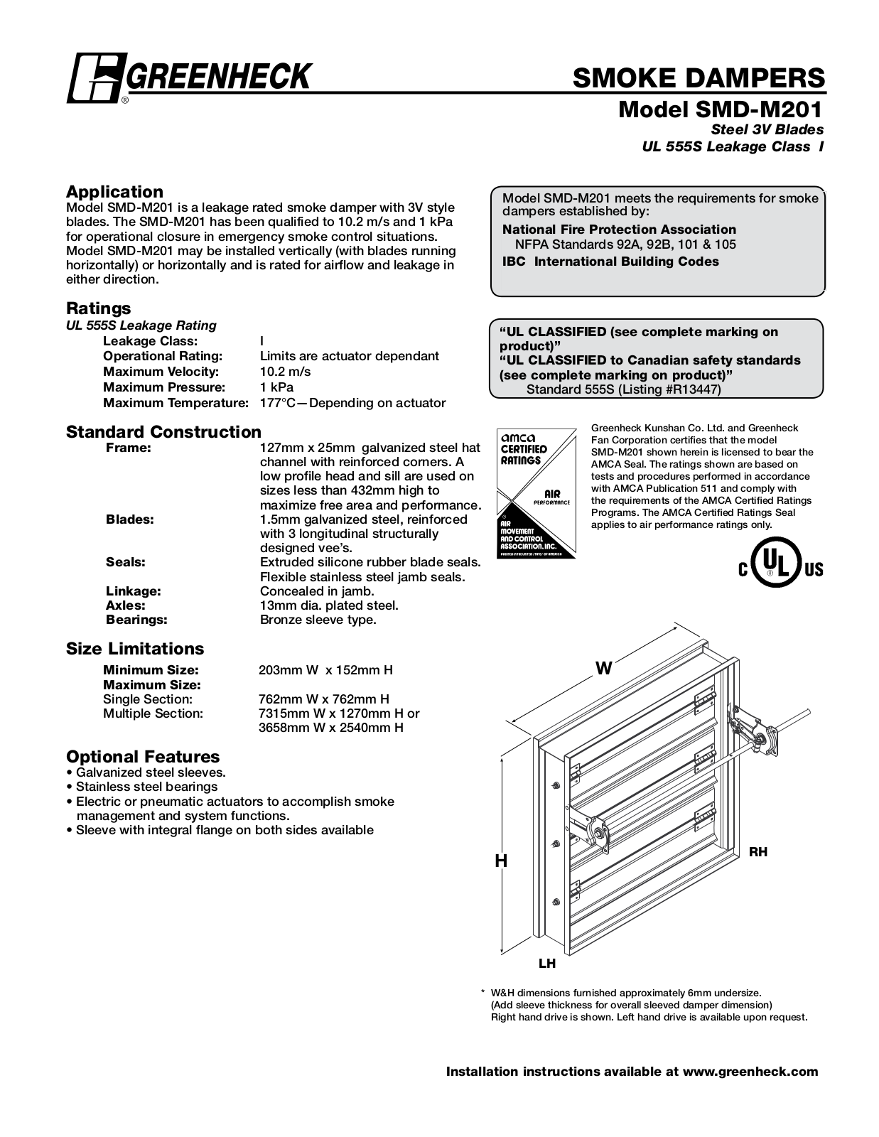 Greenheck SSSMD-201 User Manual