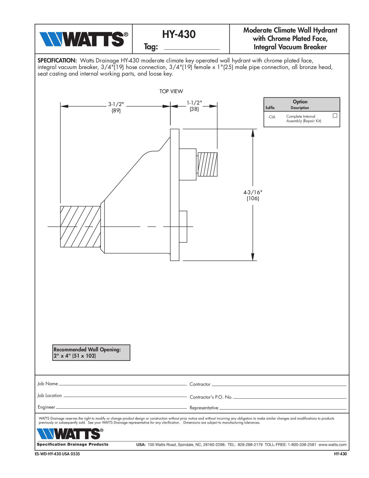 Watts HY-430 User Manual