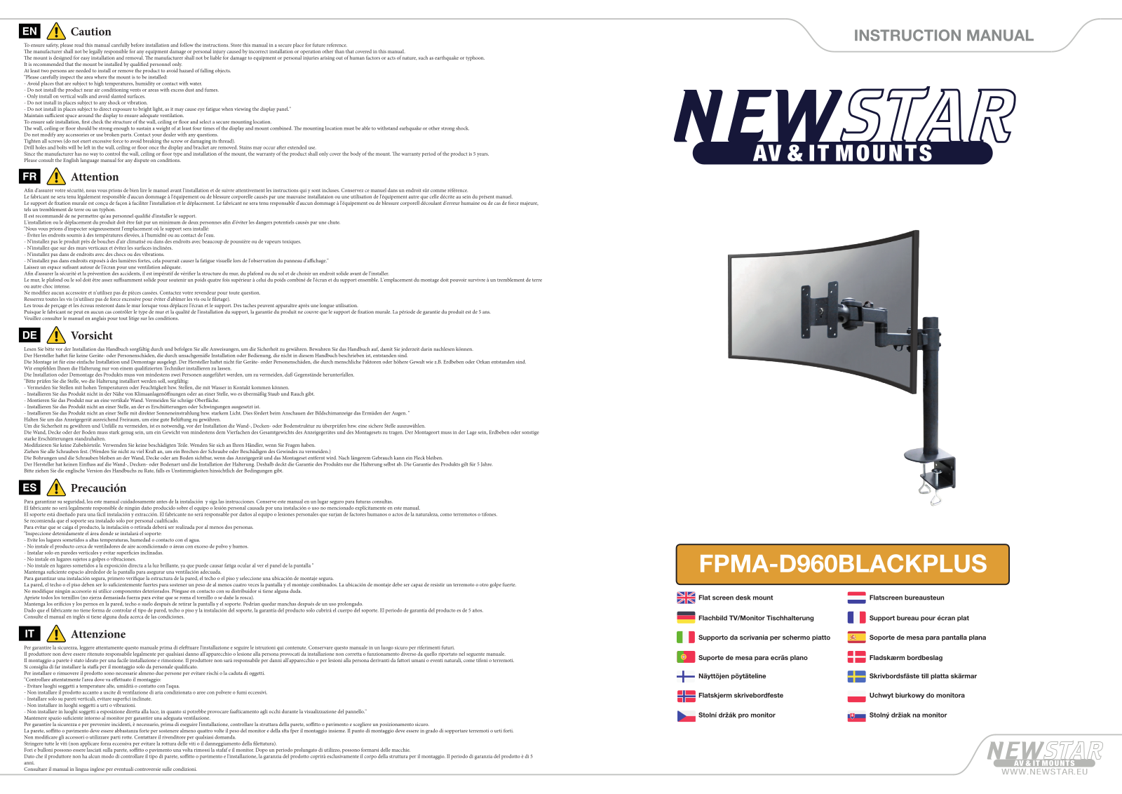 Newstar FPMA-D960BLACKPLUS User Manual