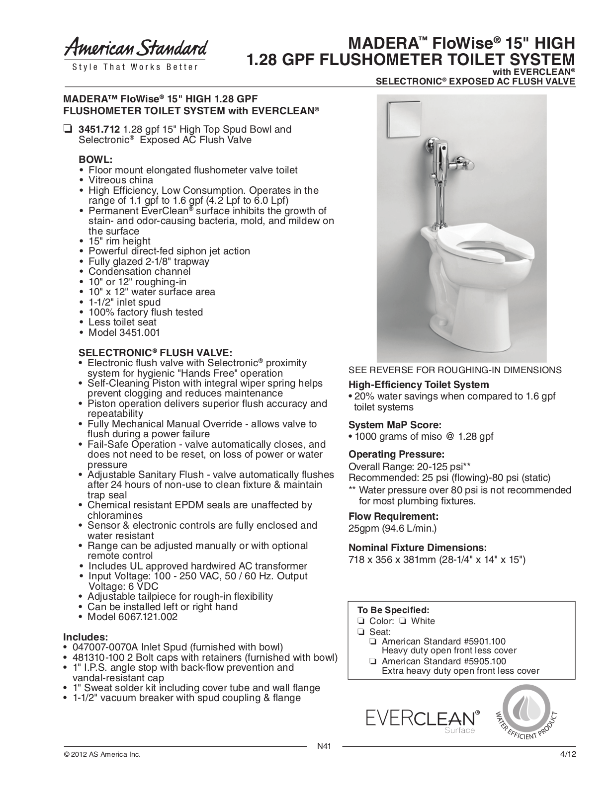 American Standard ASD8845 Specifications - ManualMachine.com