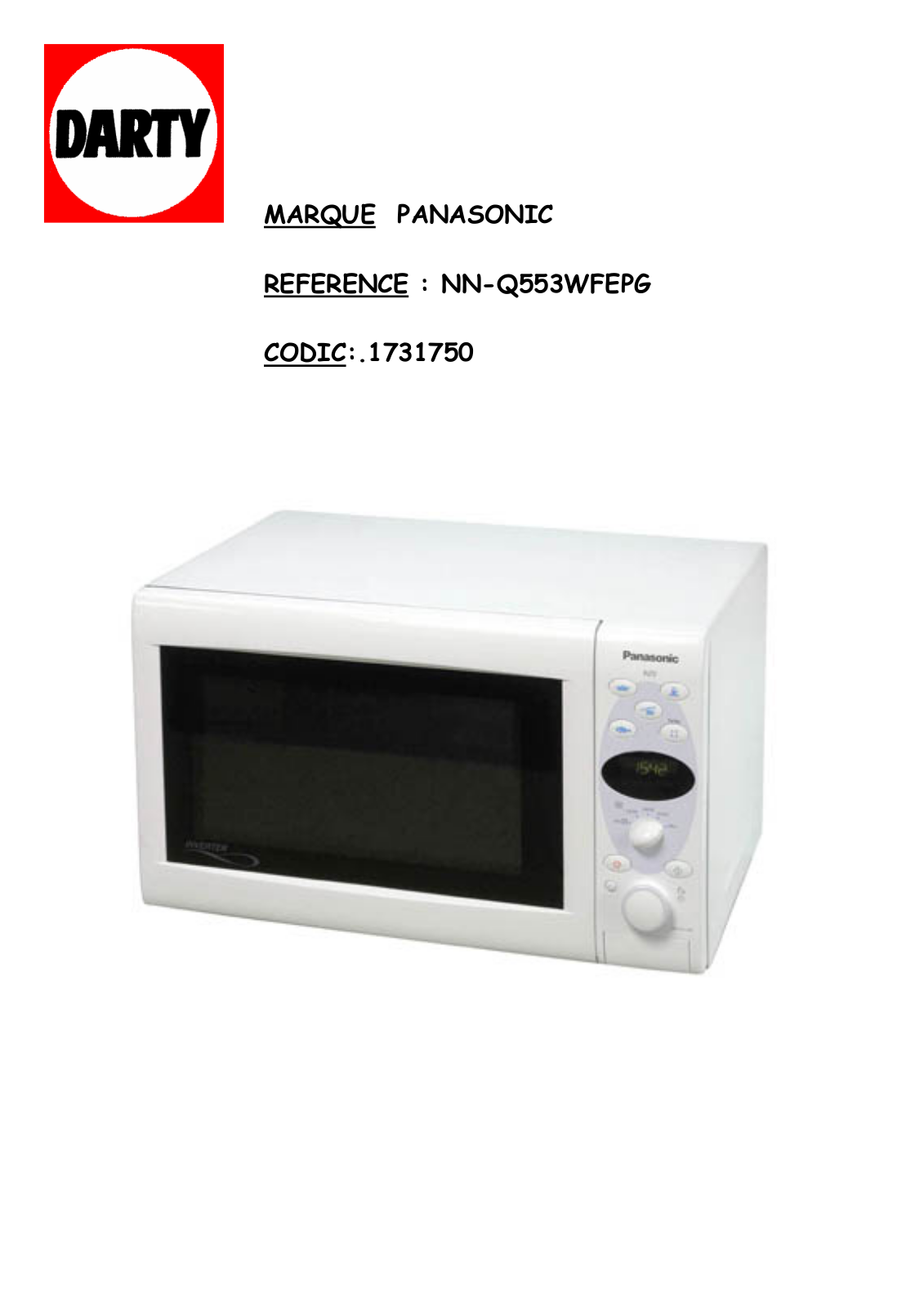 Panasonic NN-Q553WFEPG, NN-F663, NN-F623, NN-F653, NN-Q553 Manual