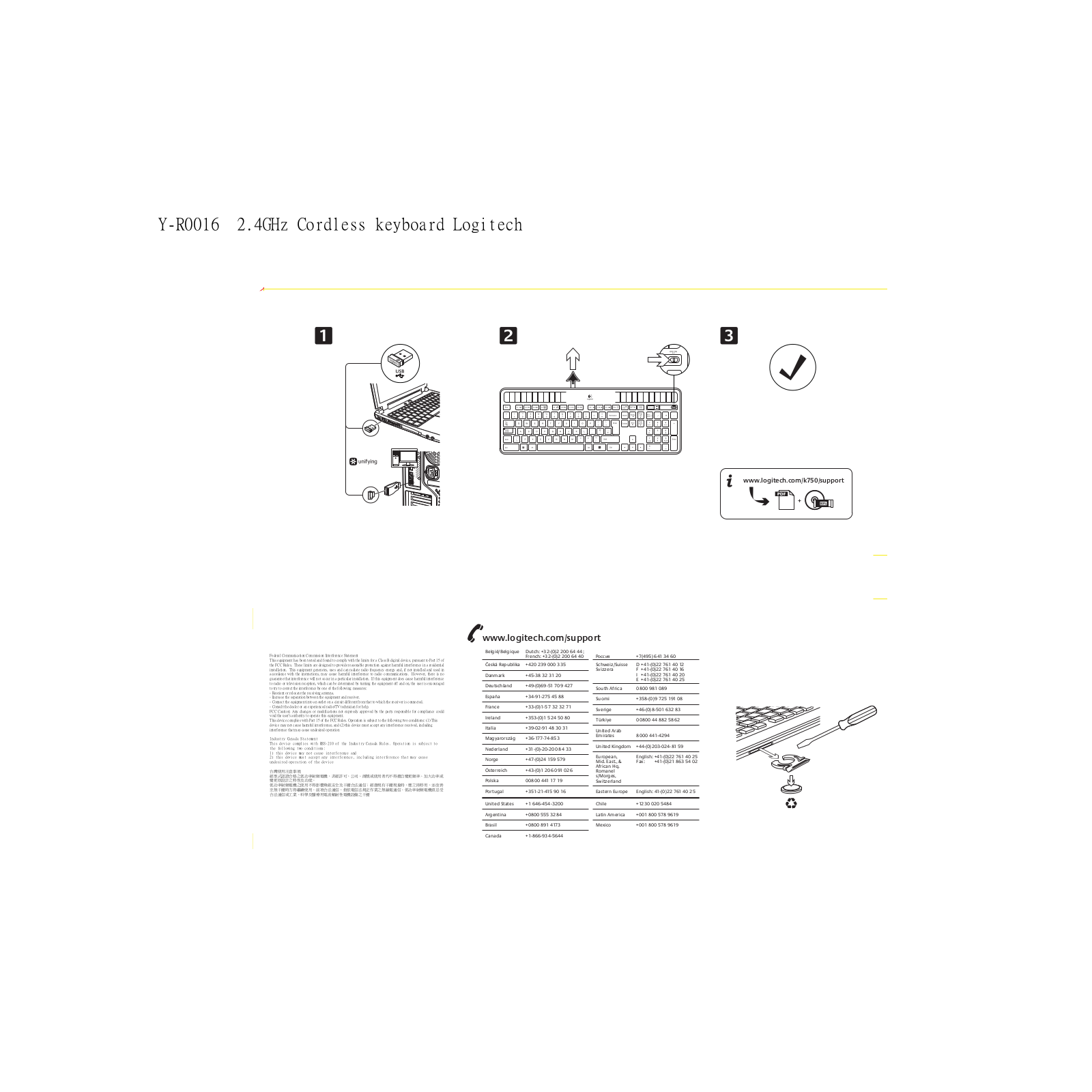 Logitech Far East YR0016 User Manual