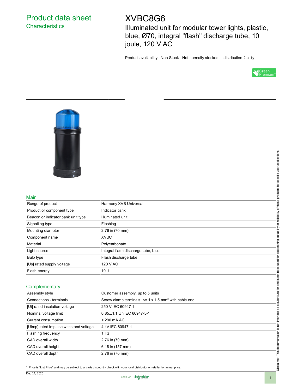 Square D XVBC8G6 Data Sheet