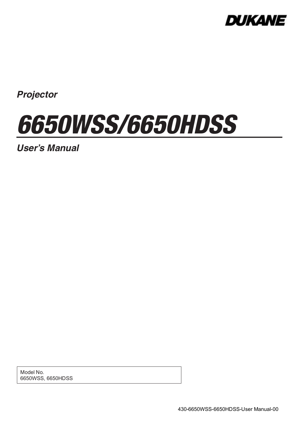 Dukane 6650HDSS, 6650WSS User Manual