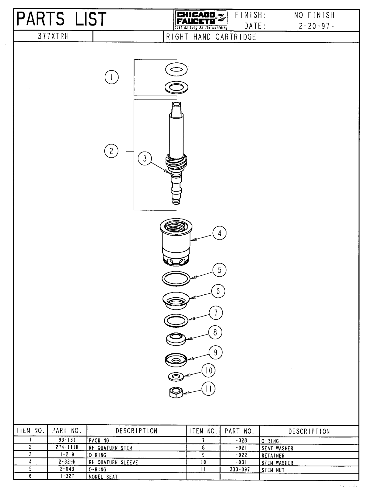 Chicago Faucet 377-XTRHJKABNF, 377-XTRHJKNF Parts List