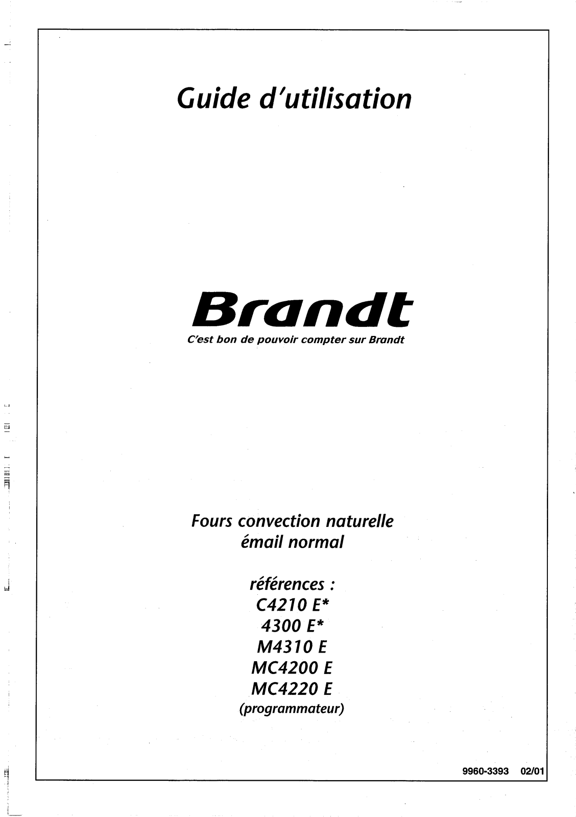 BRANDT C4210E, 4300E User Manual