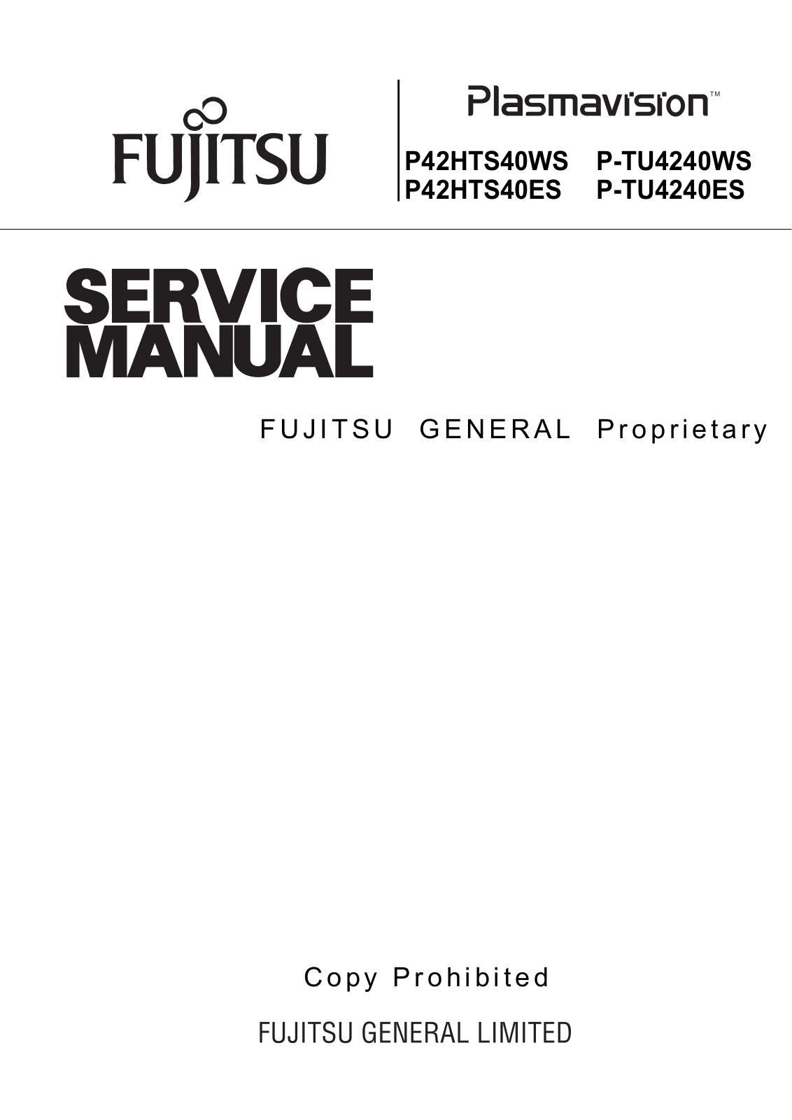 Fujitsu P42HTS40WS, P42HTS40ES, P-TU4240WS, P-TU4240ES Service manual