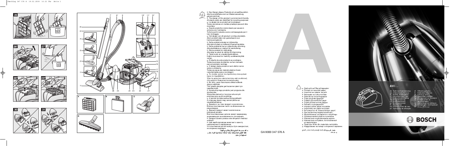 BOSCH BX32132, BX32197GB, BX32110GB, BX32531, BX32131 User Manual