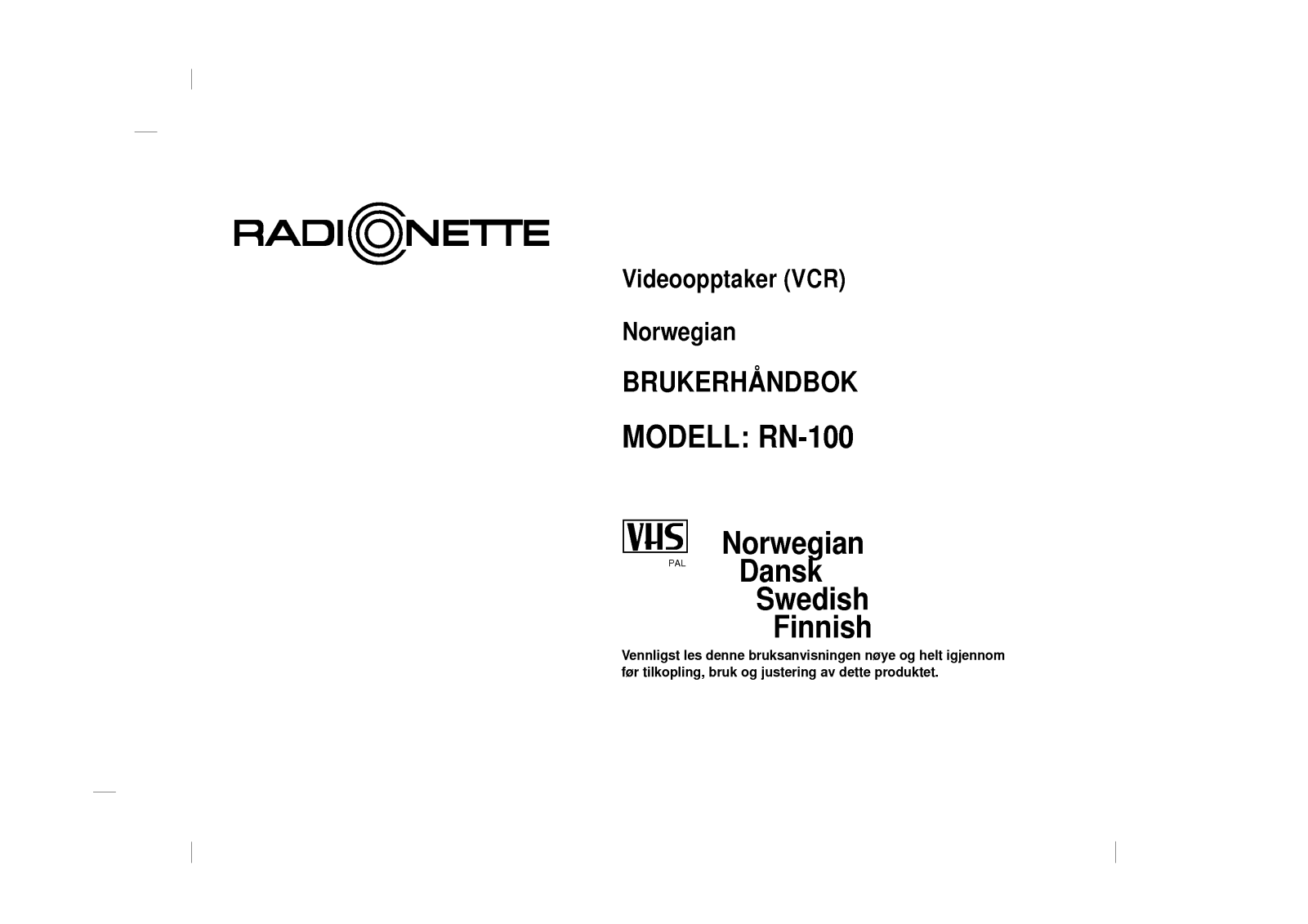 Radionette RN-100 User Manual