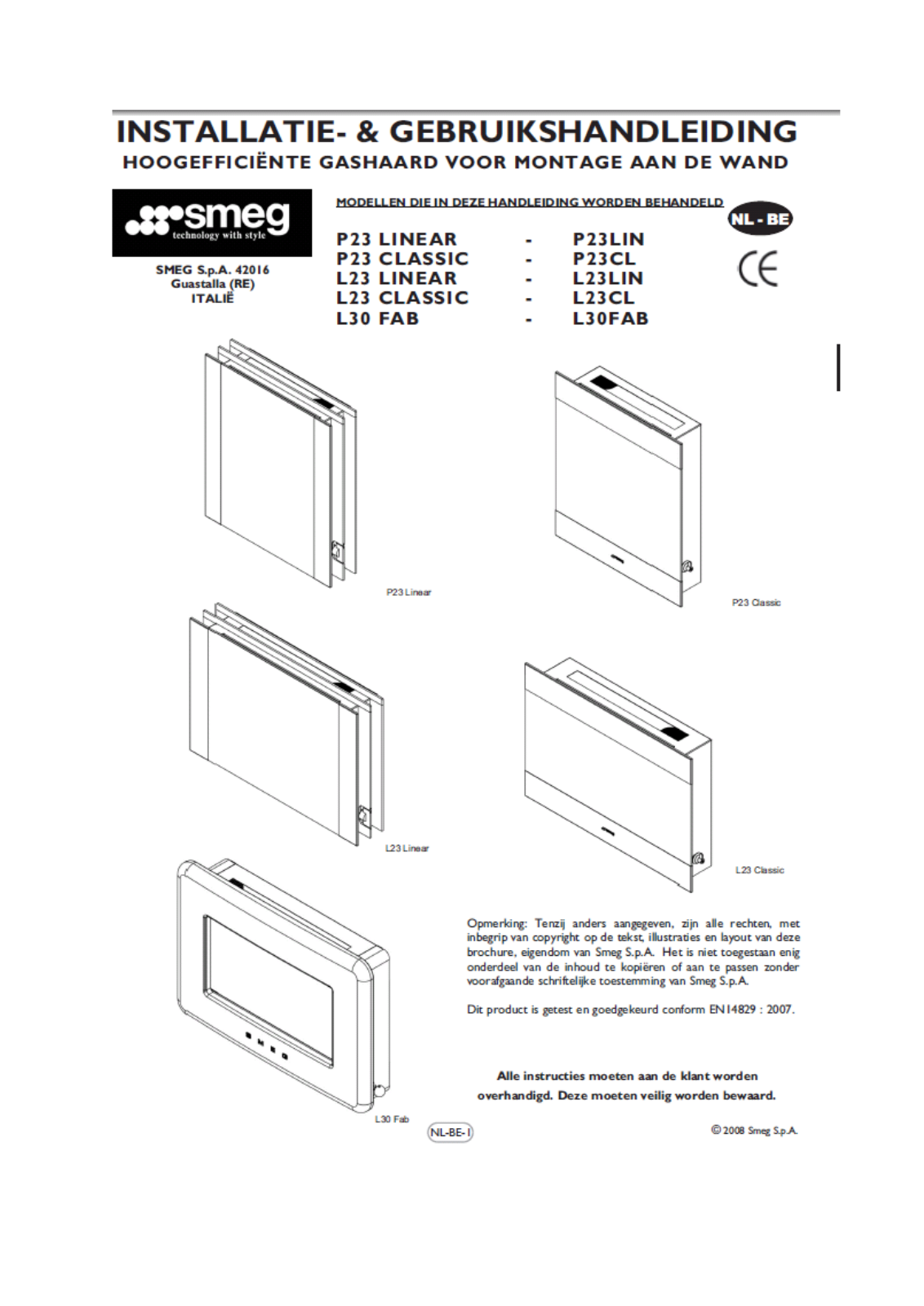 Smeg L30FABSI, L30FABCRP, P23LIN, L30FABBLP, L23LINP User Manual