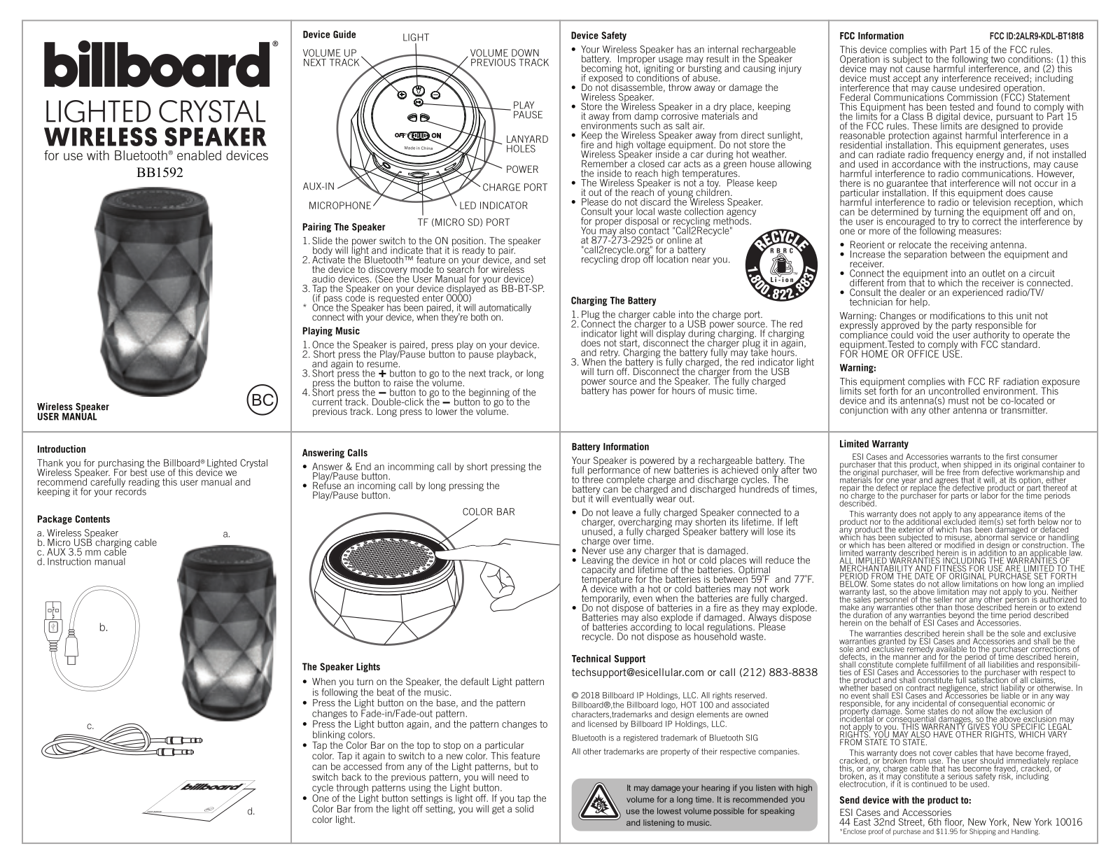 G KINDLY ELECTRONIC KDL BT1818 User Manual