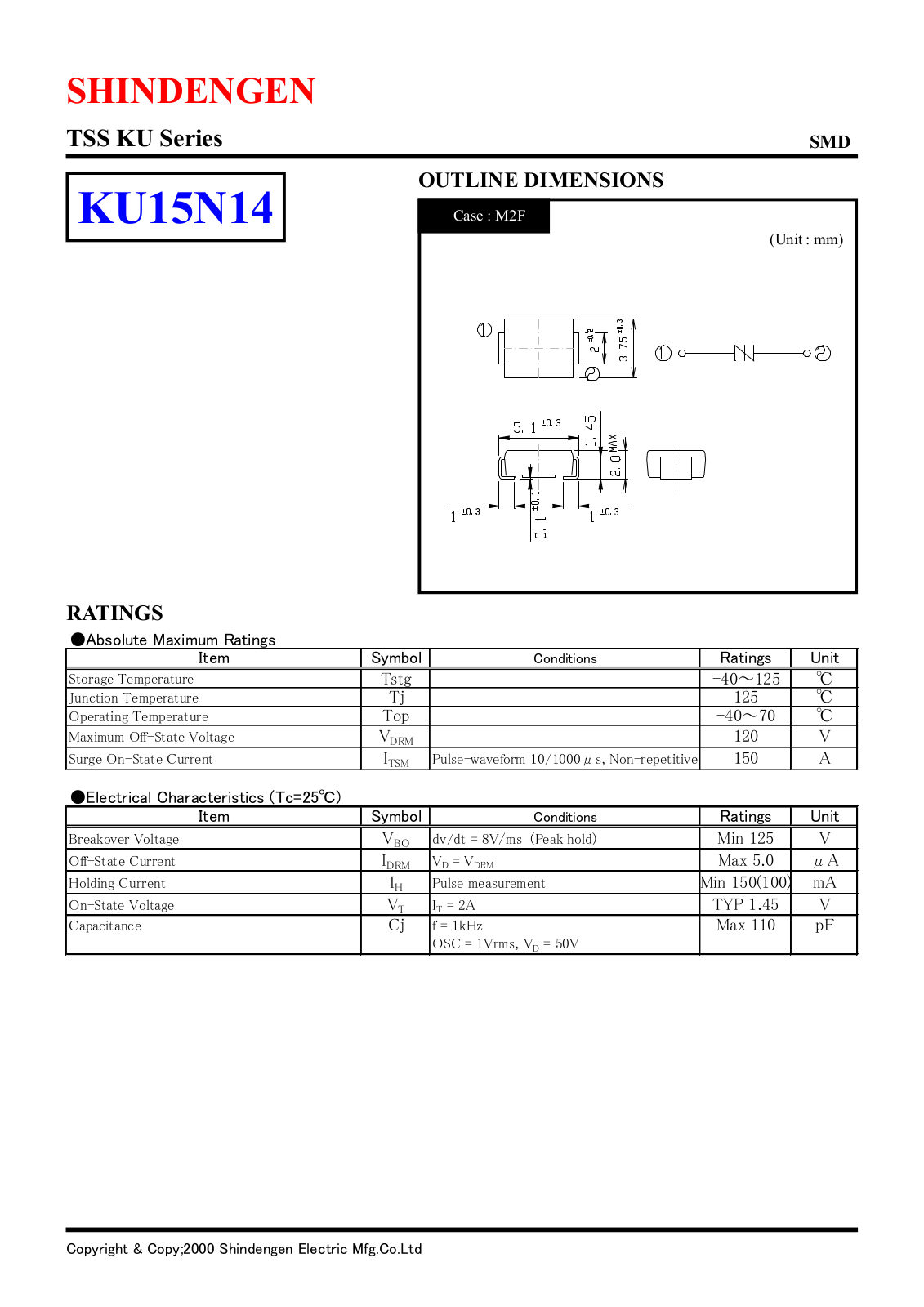 Shindengen Electric Manufacturing Company Ltd KU15N14 Datasheet