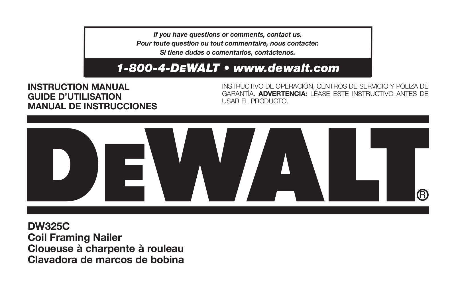 Dewalt DW325C User Manual