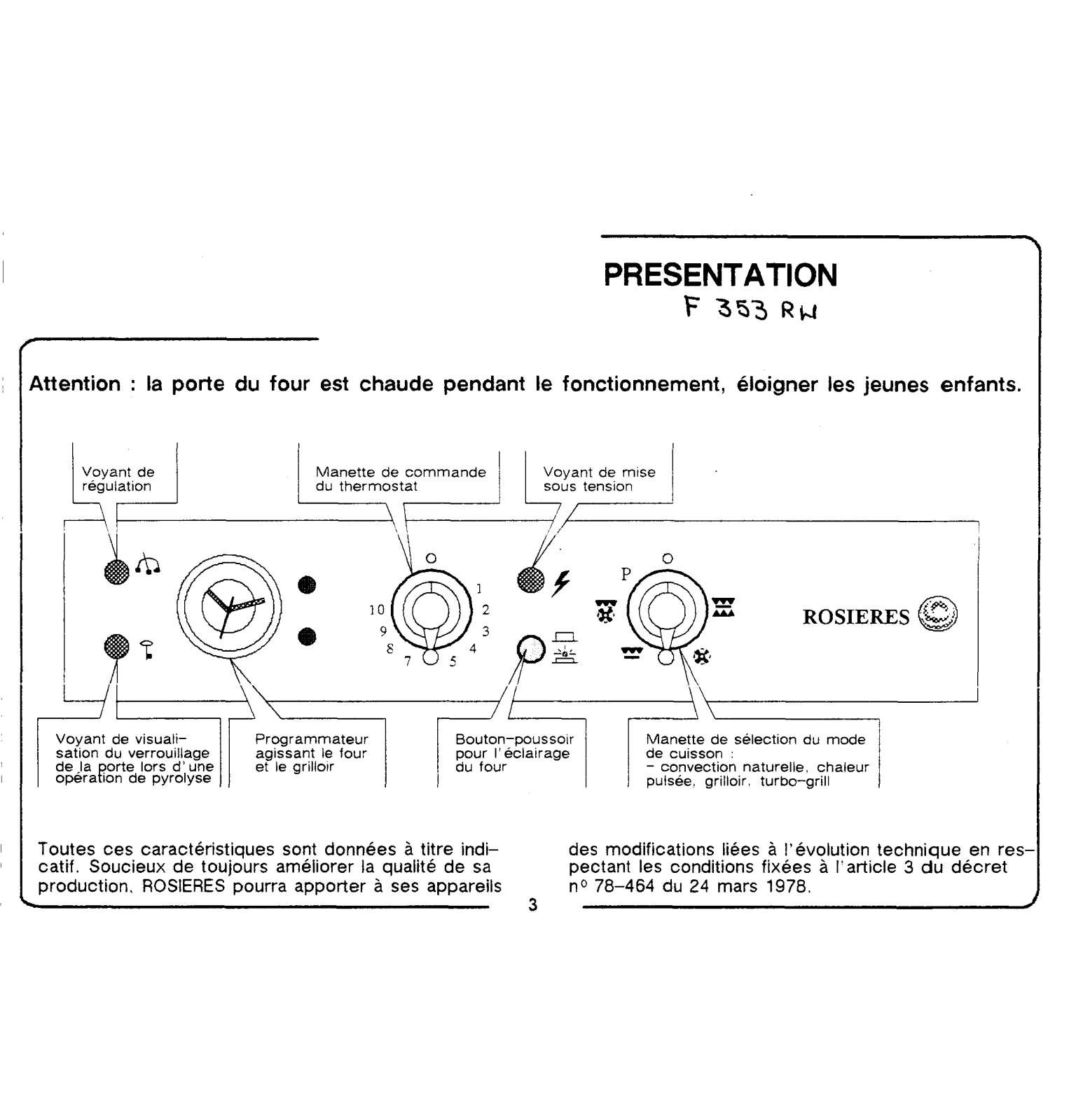 ROSIERES F 353 RU User Manual