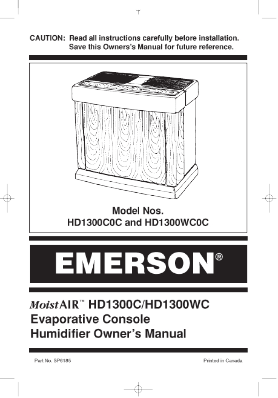 Emerson Hd1303, Hd1300wc0c, Hd1300c0c, Hd6000, Hd13030 Owner's Manual