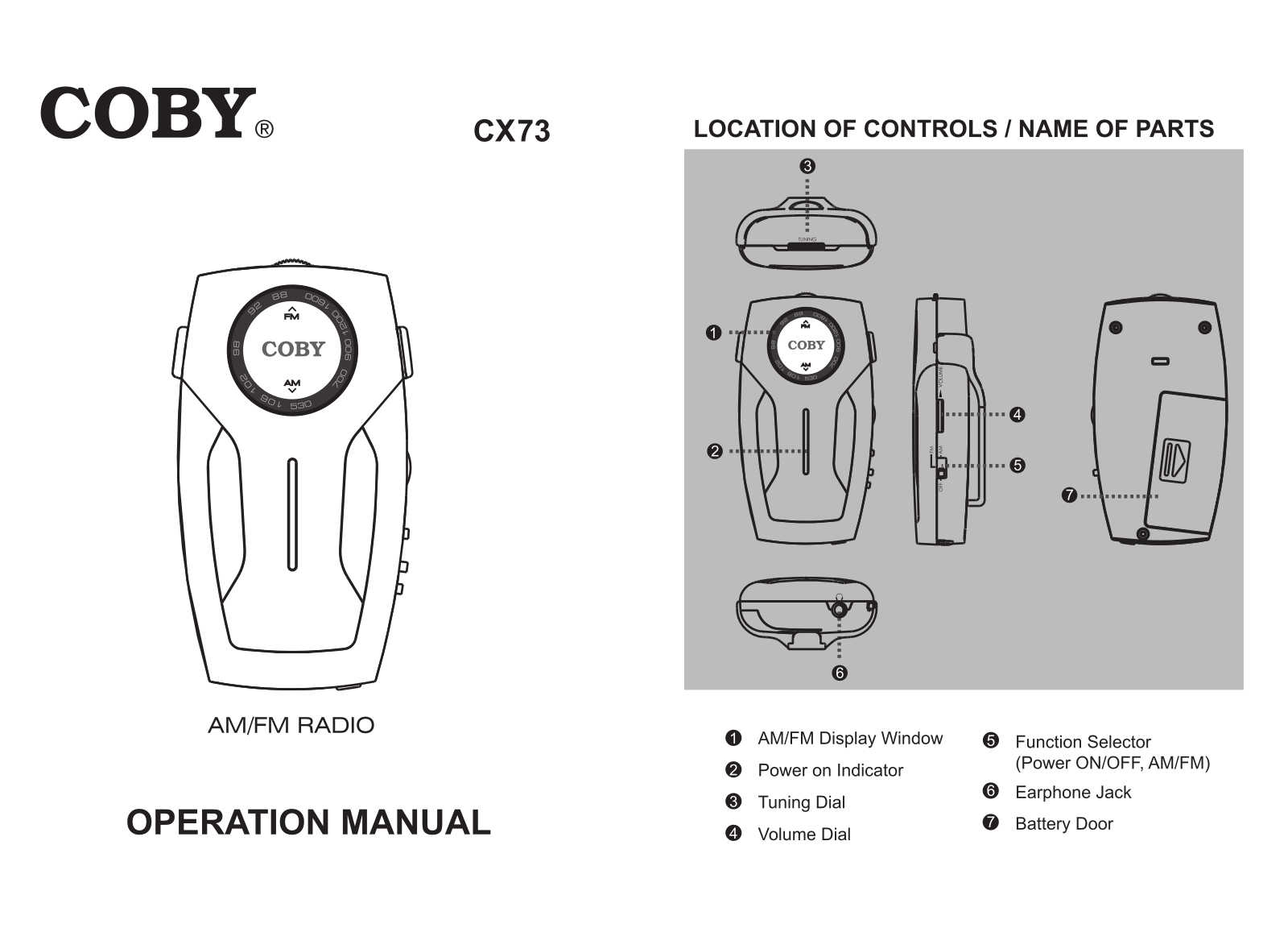 COBY CX73 Operating Instructions