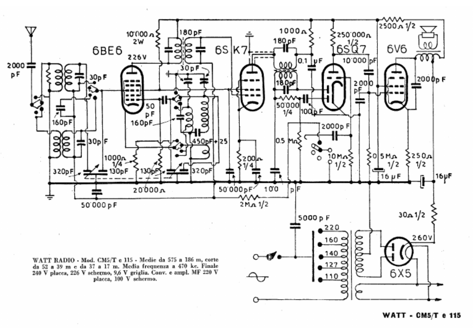 Watt Radio cm5 t 115 schematic