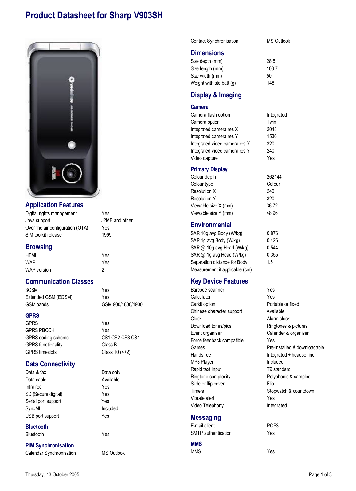 Sharp V903SH User Manual