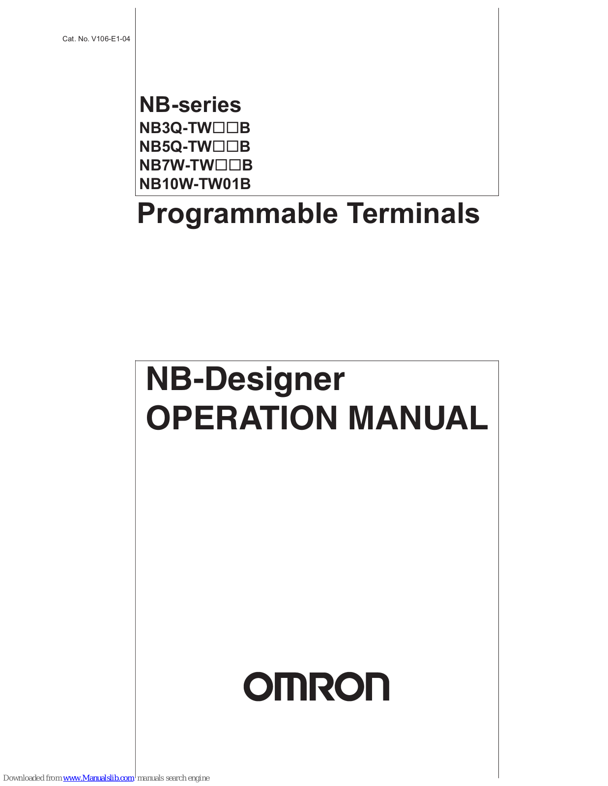 Omron NB, NB10W-TW01B, NB3Q-TWB, NB5Q-TWB, NB7W-TWB Operation Manual - ManualMachine.com
