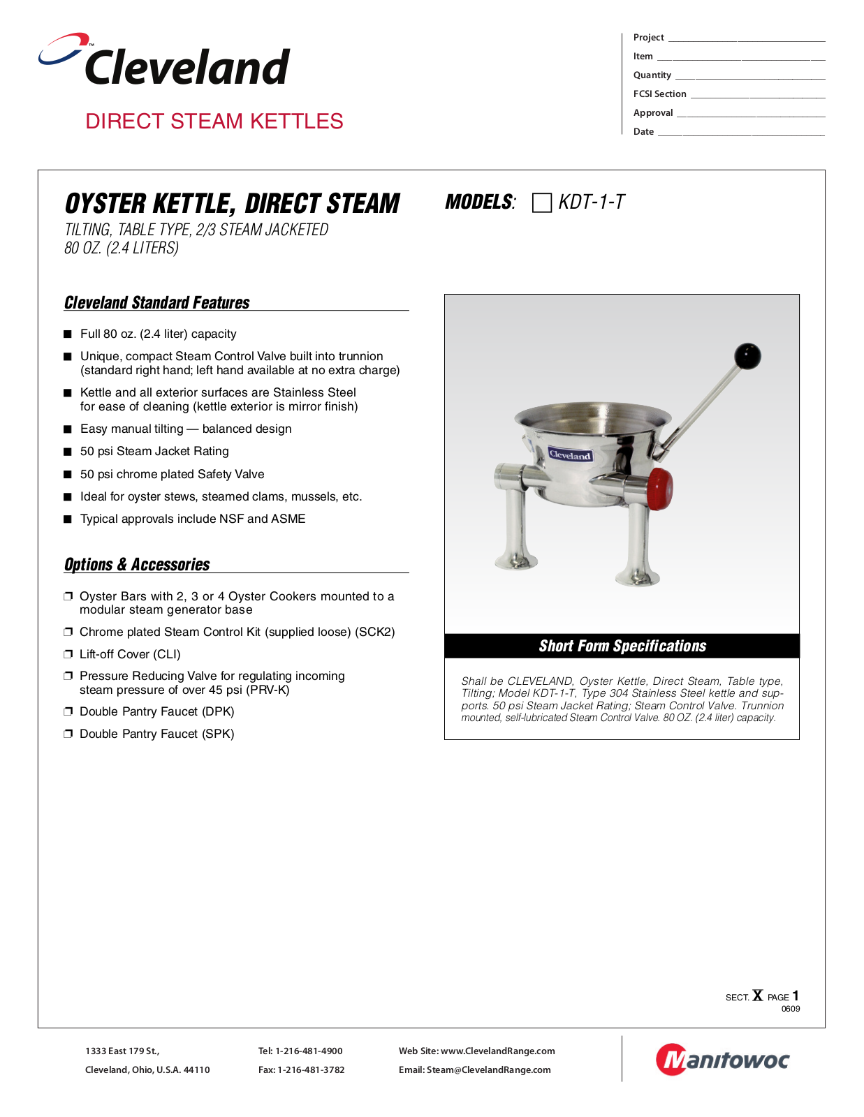 Cleveland KDT-1-T User Manual