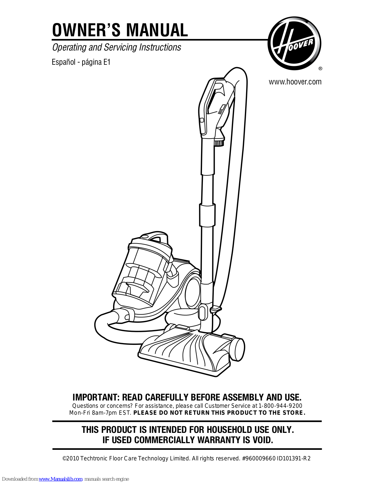 Hoover SH40050, SH40055 Owner's Manual