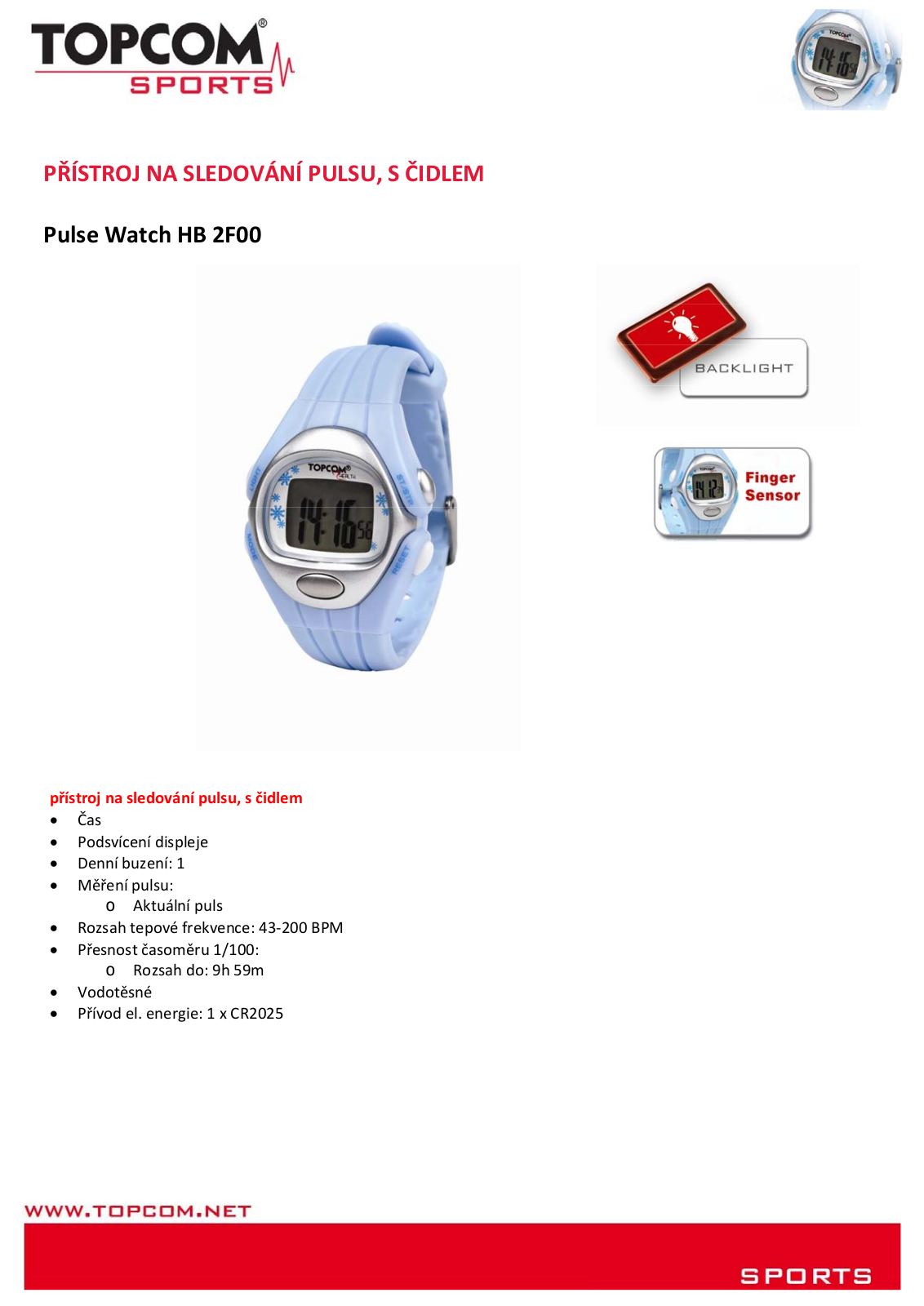 Topcom Pulse Watch HB 2F00 User Manual