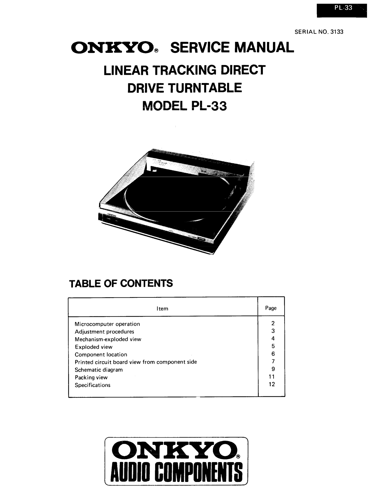 Onkyo PL-33 Service manual