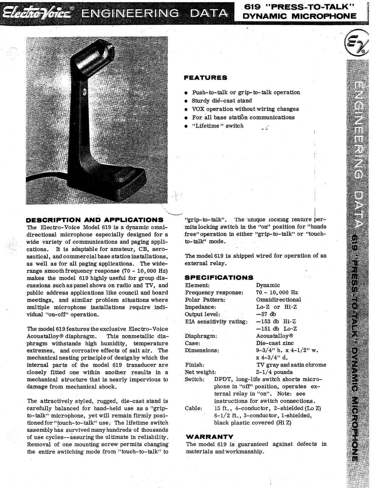 Electro-Voice 619 User Manual