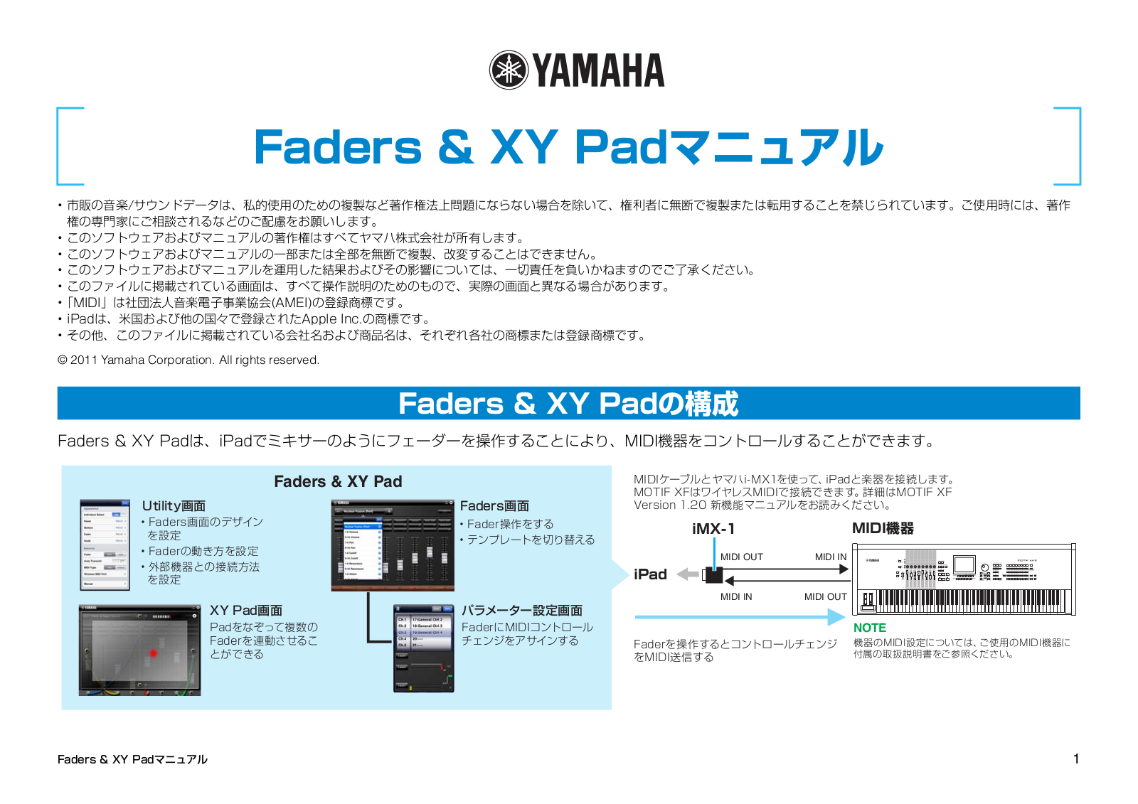 Yamaha Faders & XY Pad User Manual