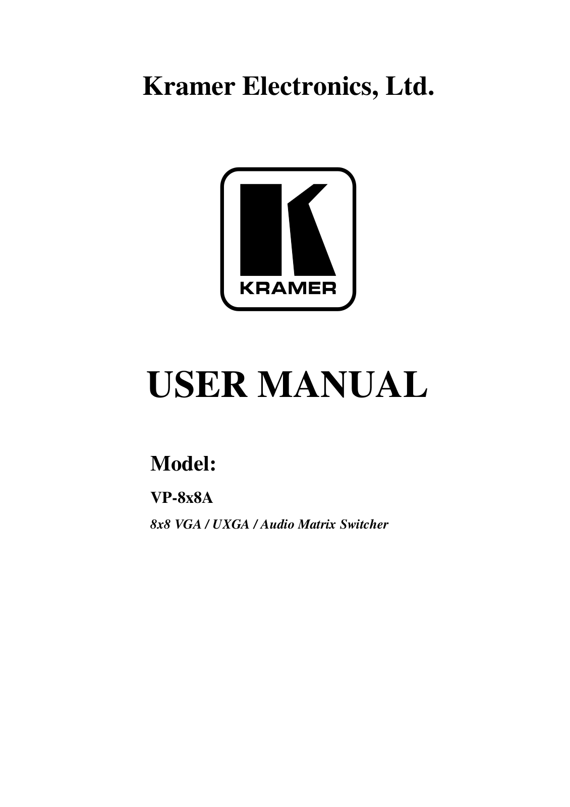 Kramer VP-8x8A User manual - ManualMachine.com