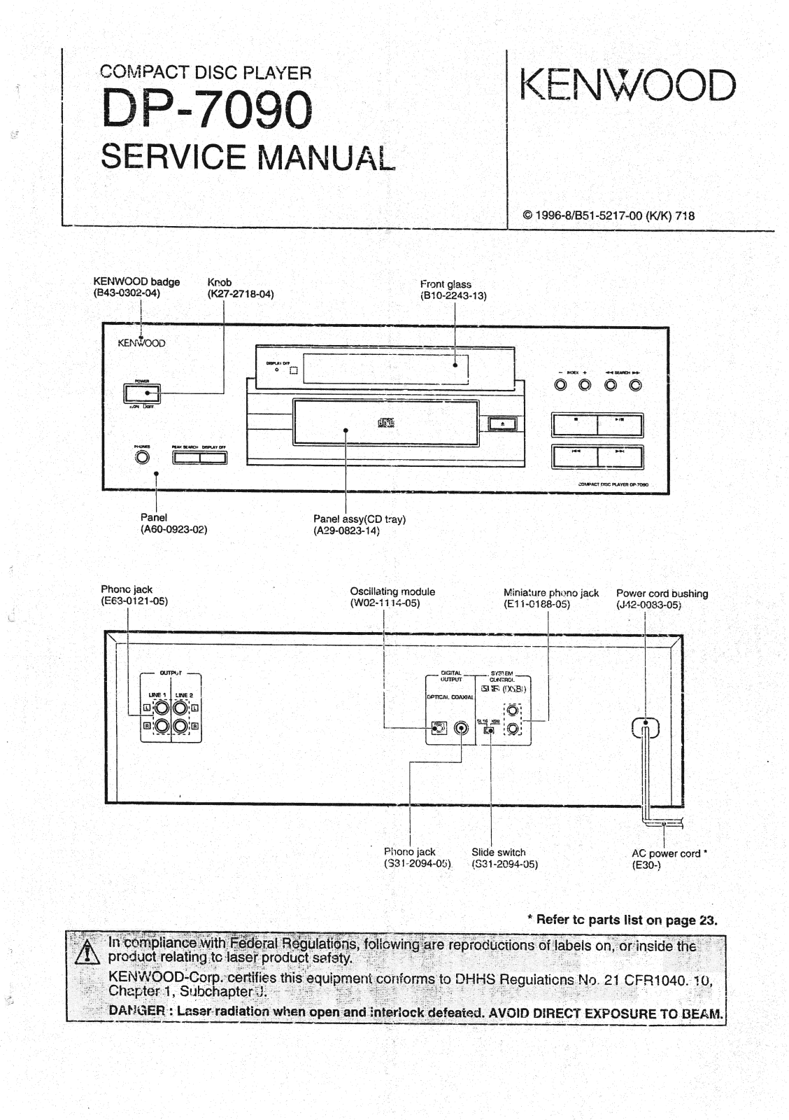 Kenwood DP-7090 Service Manual