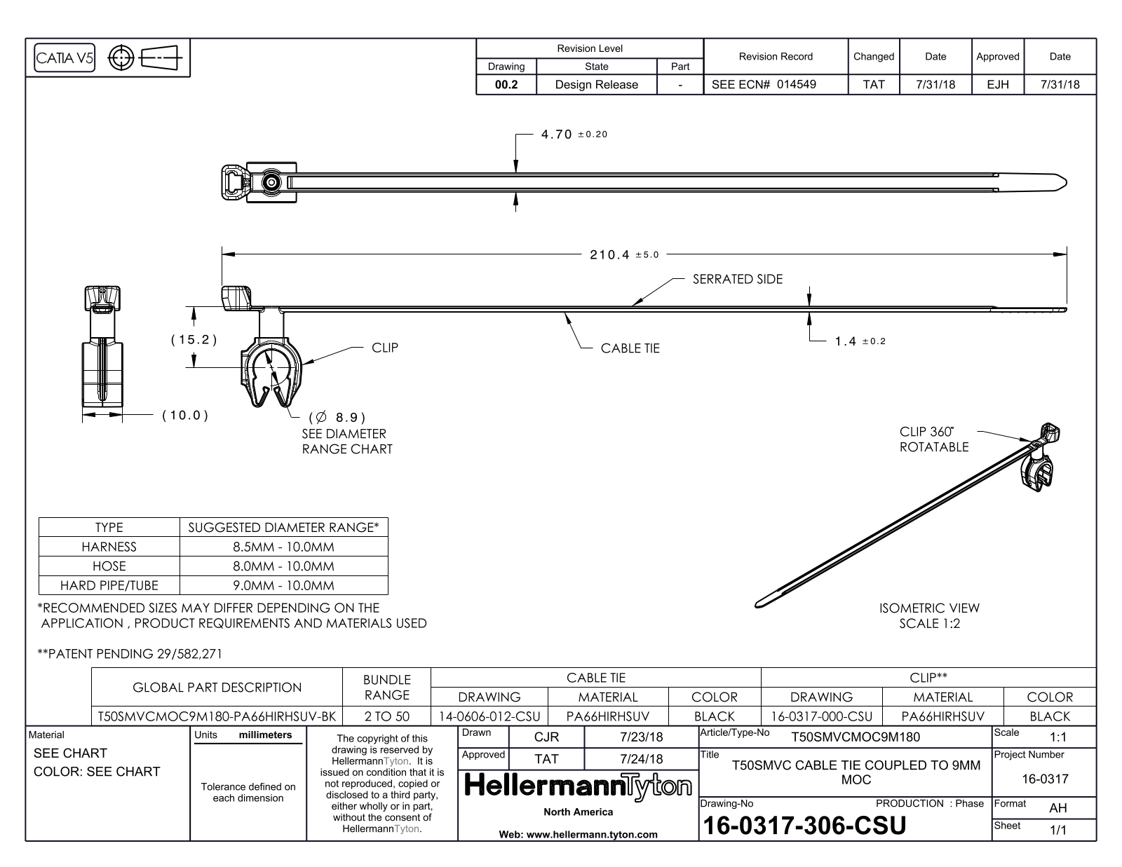 HellermannTyton T50SMVCMOC9M 180 Reference Drawing - ManualMachine.com