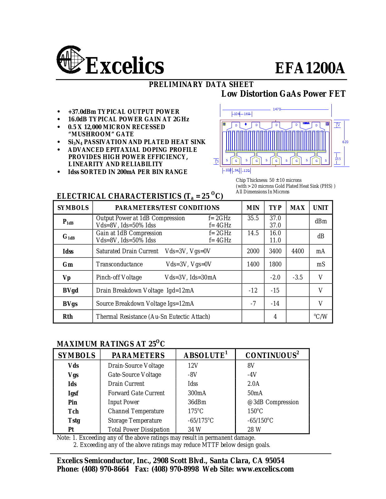 Excelics EFA1200A Datasheet