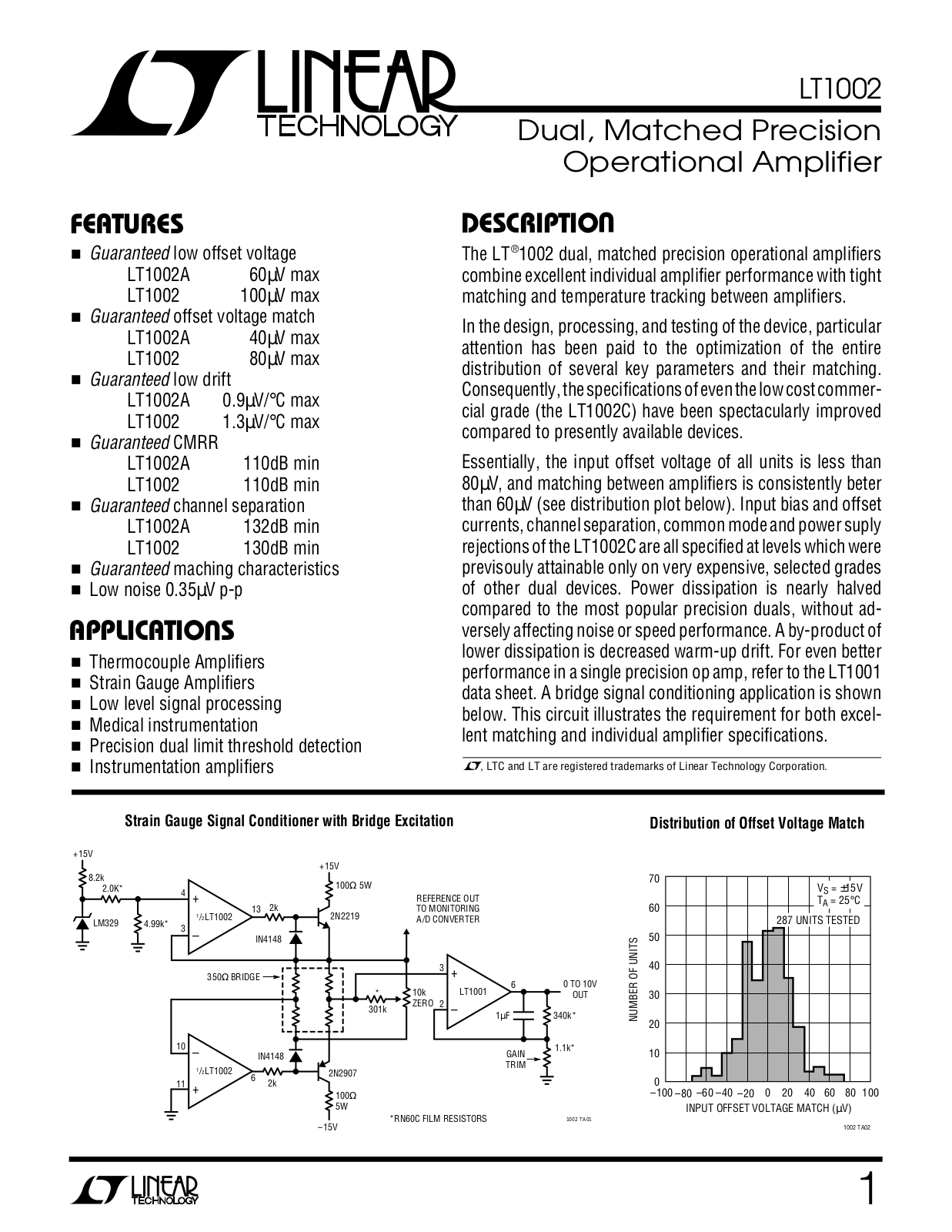 Linear Technology LT1002 Datasheet