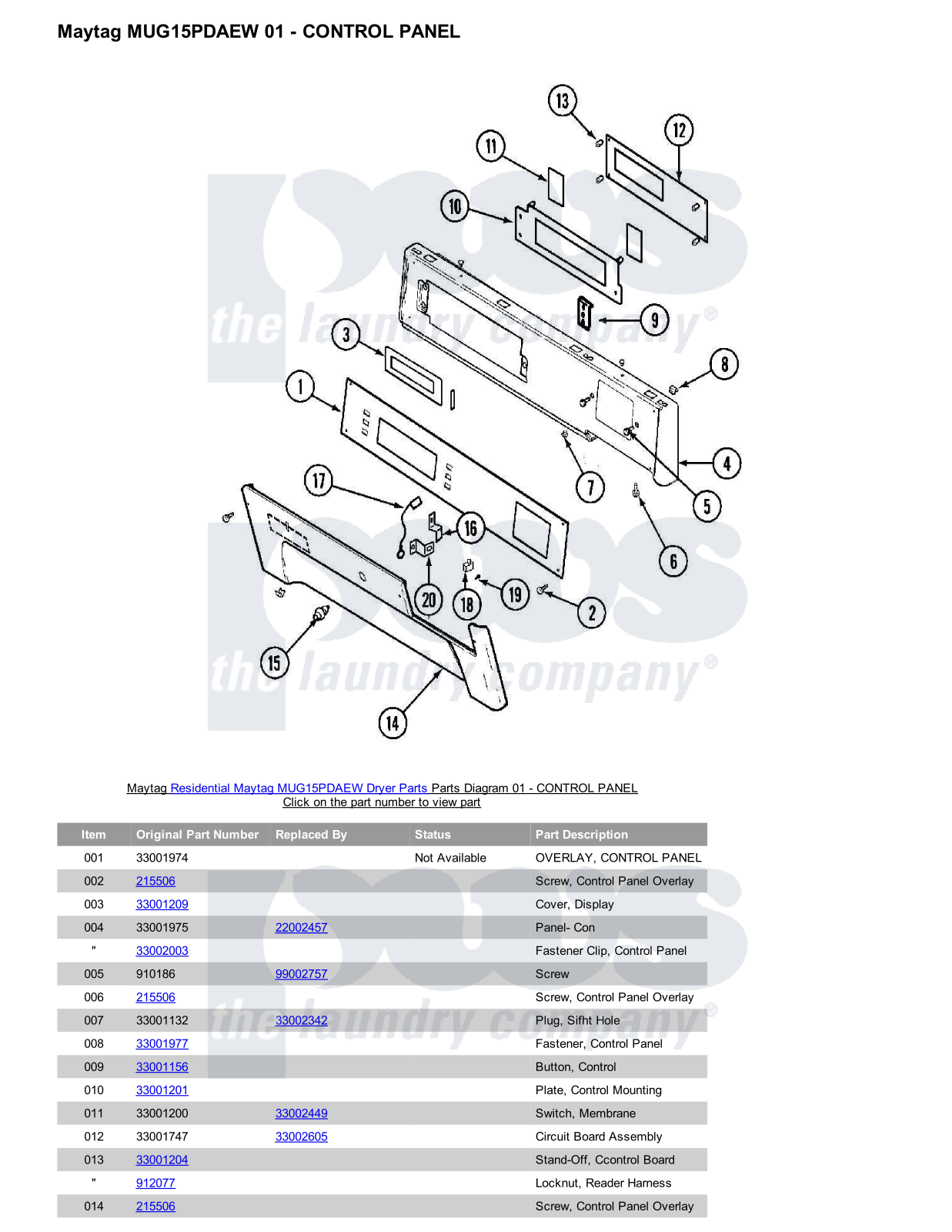 Maytag MUG15PDAEW Parts Diagram